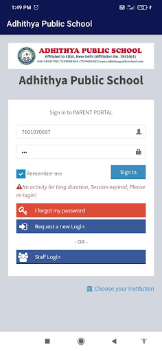 Android application Adhithya Public School screenshort