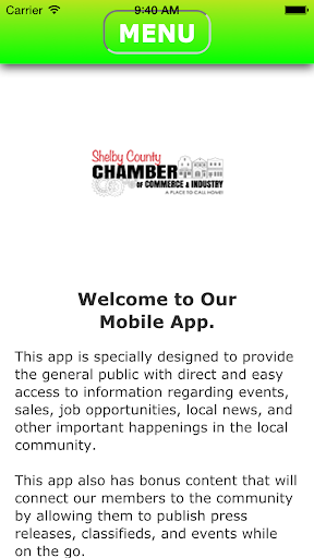 Android application Shelby Co Chamber of Commerce screenshort