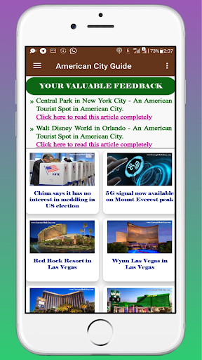 American City Travel Guide Screen 2