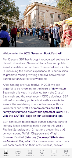 Android application Savannah Book Festival screenshort
