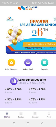 Android application Artha Sari Mobile screenshort