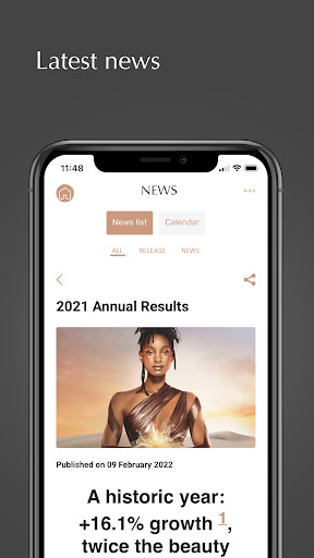Screenshot of L'Oréal Finance, investors