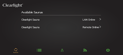 Clearlight® Sauna Connect App Screen 2