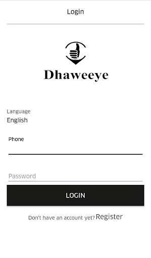 Android application Dhaweeye Delivery screenshort
