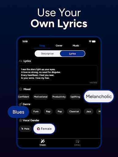 Screenshot of Melodia - AI Song Generator
