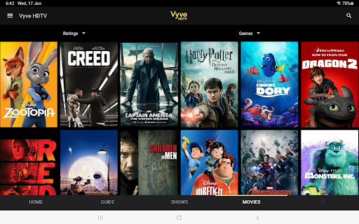 Screenshot of Vyve HDTV Service