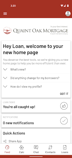 Android application Quaint Oak Mortgage screenshort