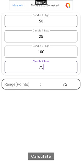 Candlestick Range Calculator Screen 2