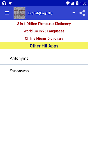 Android application Antonyms & Synonyms Vocabulary screenshort