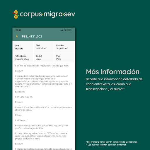 Corpus·Migra·Sev: Corpus oral. Screen 3