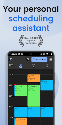 Android application FlowSavvy: Auto-Scheduling screenshort