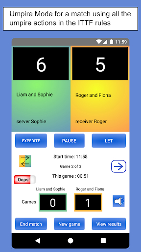 Android application SmartScorer for Table Tennis screenshort