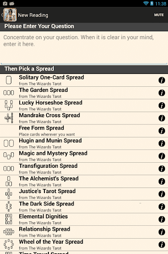 Screenshot of Wizards Tarot