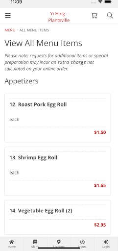 Yi Hing - Plantsville Ordering Screen 2