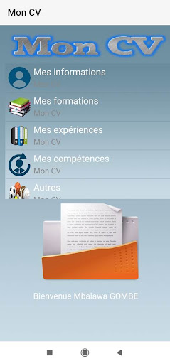 Android application Mon CV screenshort