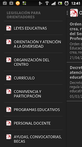 Android application Legislación para Orientadores screenshort