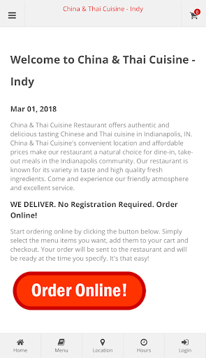Android application China & Thai Cuisine Indy screenshort