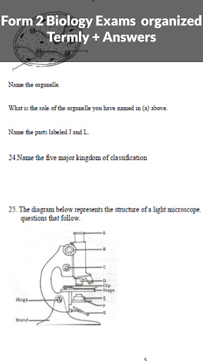 Form 2 Biology Exams + Answers Screen 3