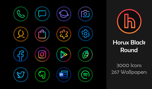 Horux Black Round Icon Pack v3.8 APK Patched