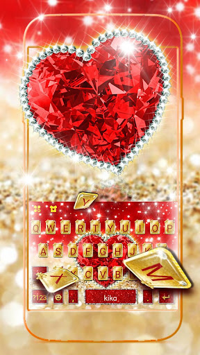 Android application Gold Red Lux Heart Theme screenshort