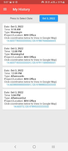 Android application MHI Mobile Attendance screenshort