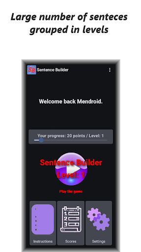 Sentence Builder english Screen 2