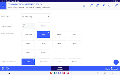 Android application Comed Facility Assessment screenshort
