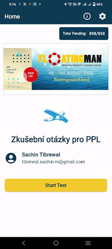 Android application Zkušební otázky pro PPL screenshort