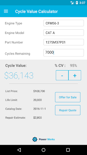 Android application Cycle Value Calculator screenshort