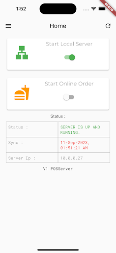 Android application Posmob Server screenshort