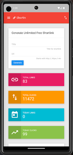 Android application Shortin - URL Shortener screenshort