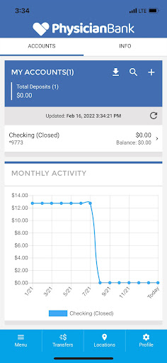 Physician Bank Mobile Screen 2