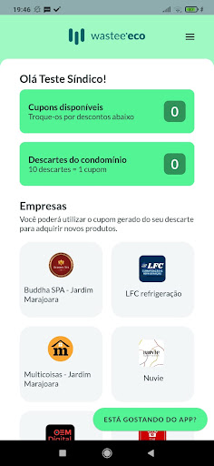 Android application Wastee para Síndicos screenshort