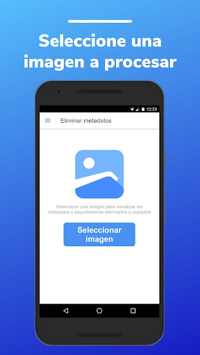 Android application Borrar metadatos de fotos screenshort