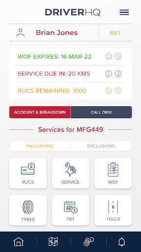 Android application ORIX DriverHQ screenshort