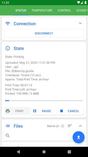 Android application OctoRemote for OctoPrint screenshort