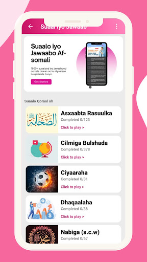 Android application Suaal iyo Jawaab Afsomali screenshort