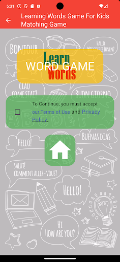Android application Learning words game for kids screenshort