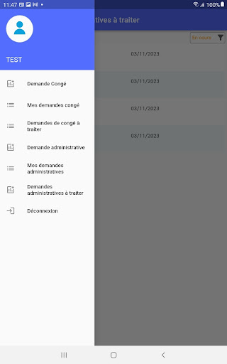 Android application Clinisys Portail Personnel screenshort