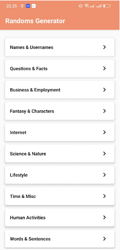 Android application Randoms Generator screenshort
