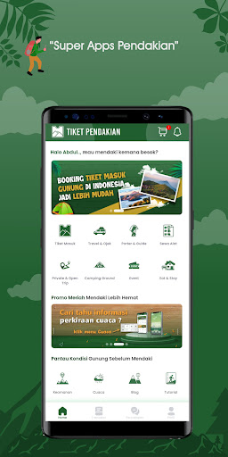 Android application Tiket Pendakian screenshort