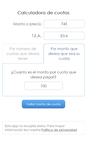 Calculadora de cuotas Screen 3