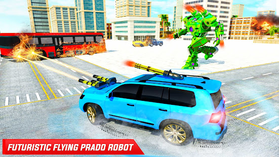 Flying Prado Helicopter Car Transform Robot Games screenshots 15