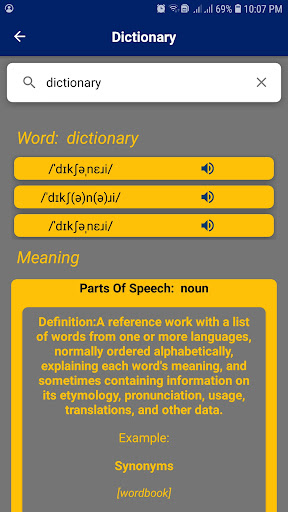 Android application English Dictionary screenshort