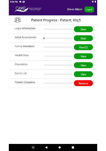 Android application CAMP for Memory screenshort