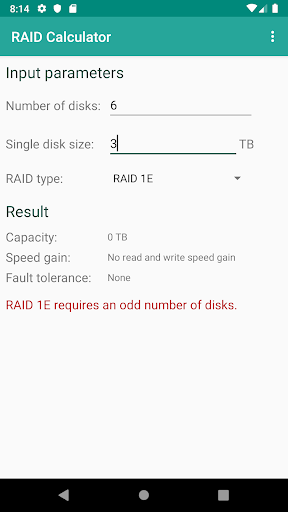 RAID Calculator Screen 3