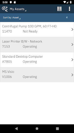 Android application IBM Maximo Asset Manager screenshort