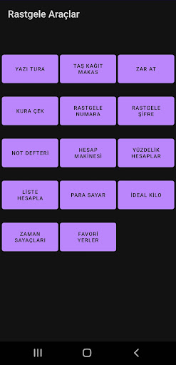 Android application Rastgele Araçlar screenshort