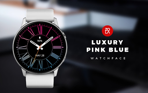 Luxury Pink Blue Watch Face Screenshot 1 - AppWisp.com