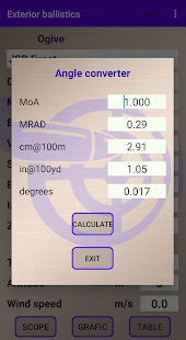 External ballistics calculator Screenshot